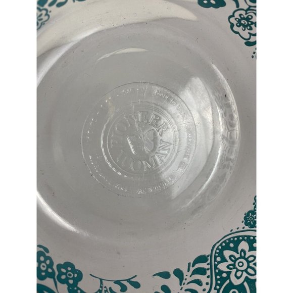 Pioneer Woman Clear Glass 1 QT Bowl Blue Teal Floral Pattern 4 cups Replacement - Picture 9 of 9